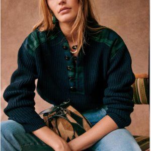 Sezane Ewen Jumper in Navy / Tartan Size L